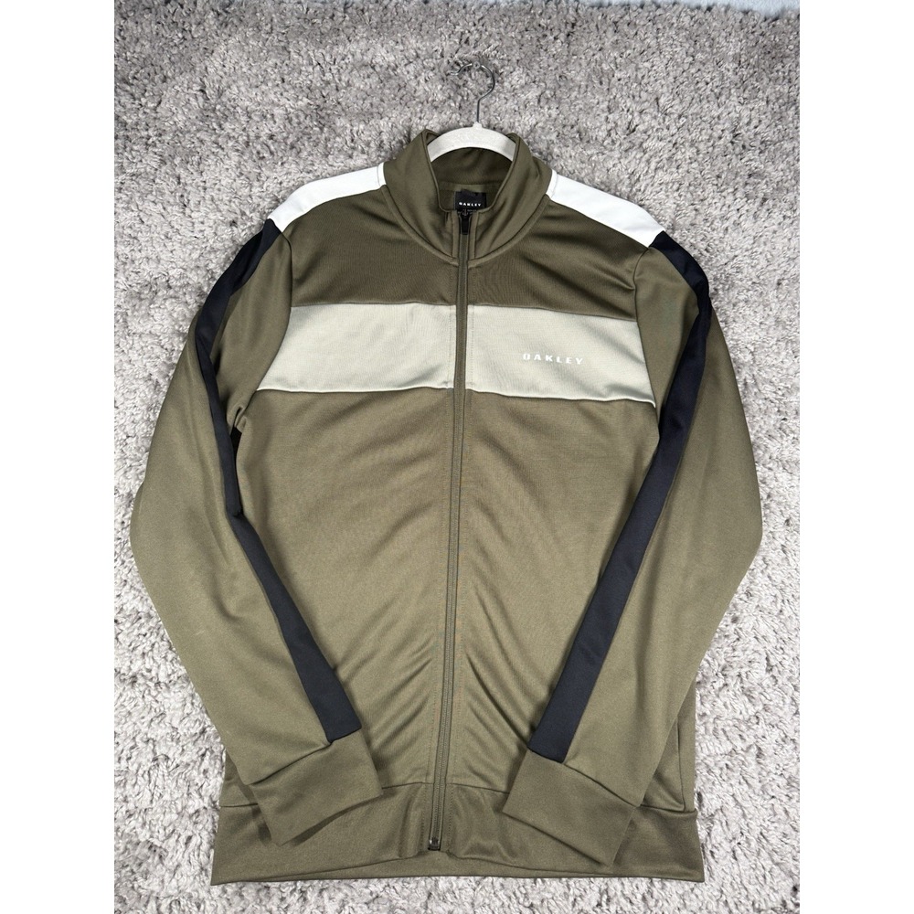 Oakley Custom Fit Full Zip Men's Size Medium Olive Green Big Logo on the Back
